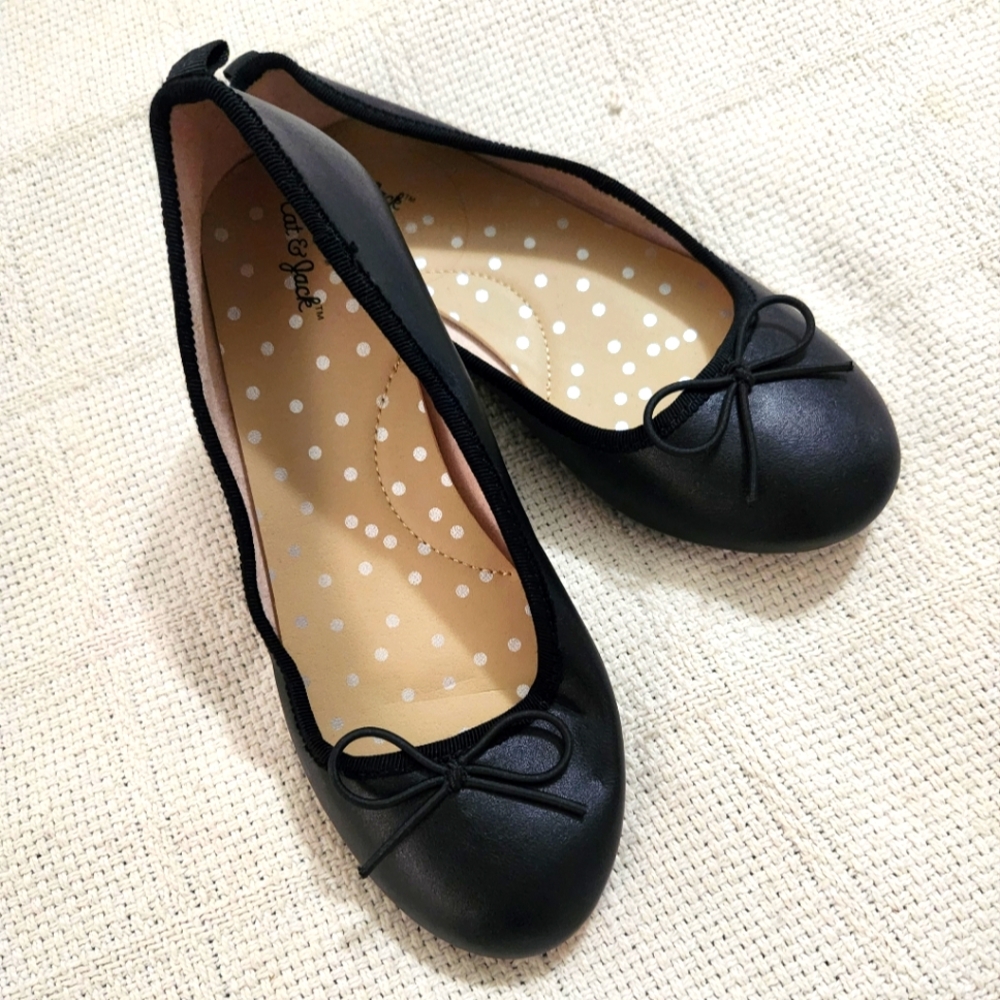 Black Flats Girls Size 1